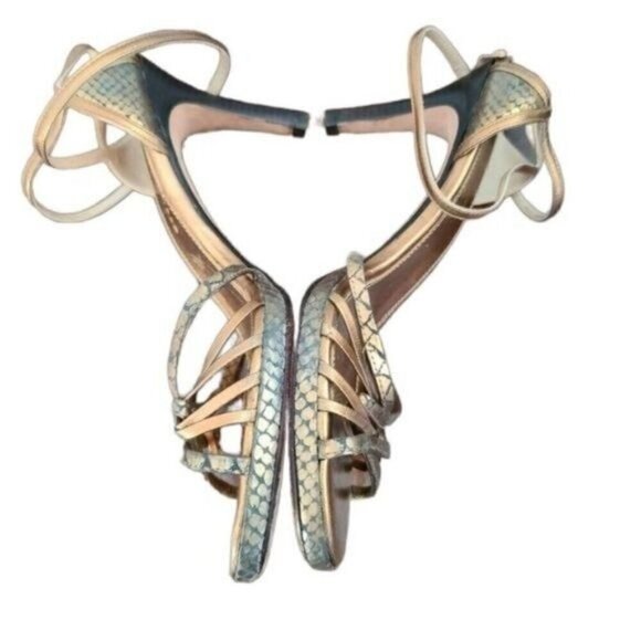 COLE Haan Bronze Black Metallic Strappy High Heels - Picture 1 of 12